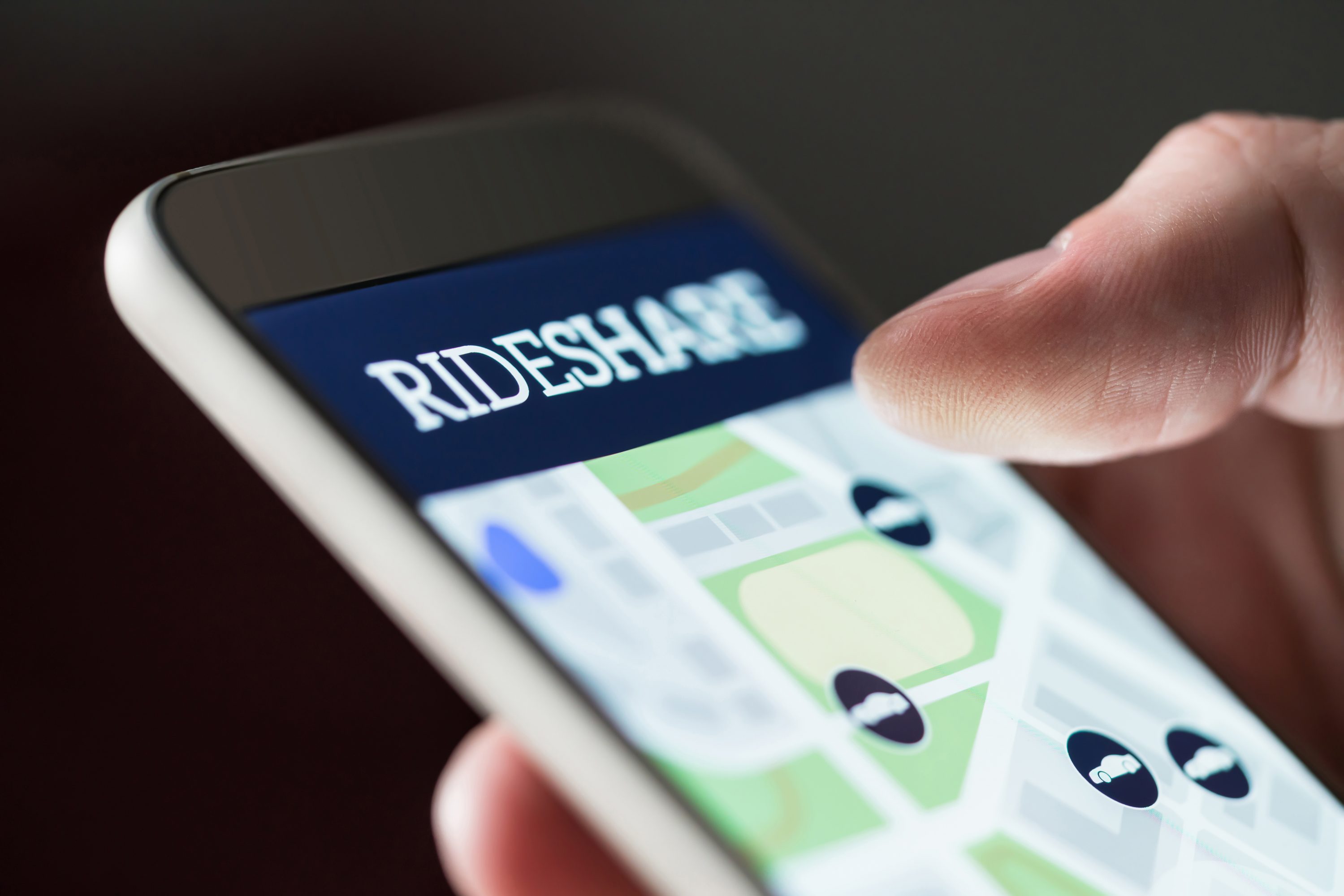 Ride share app in smartphone.