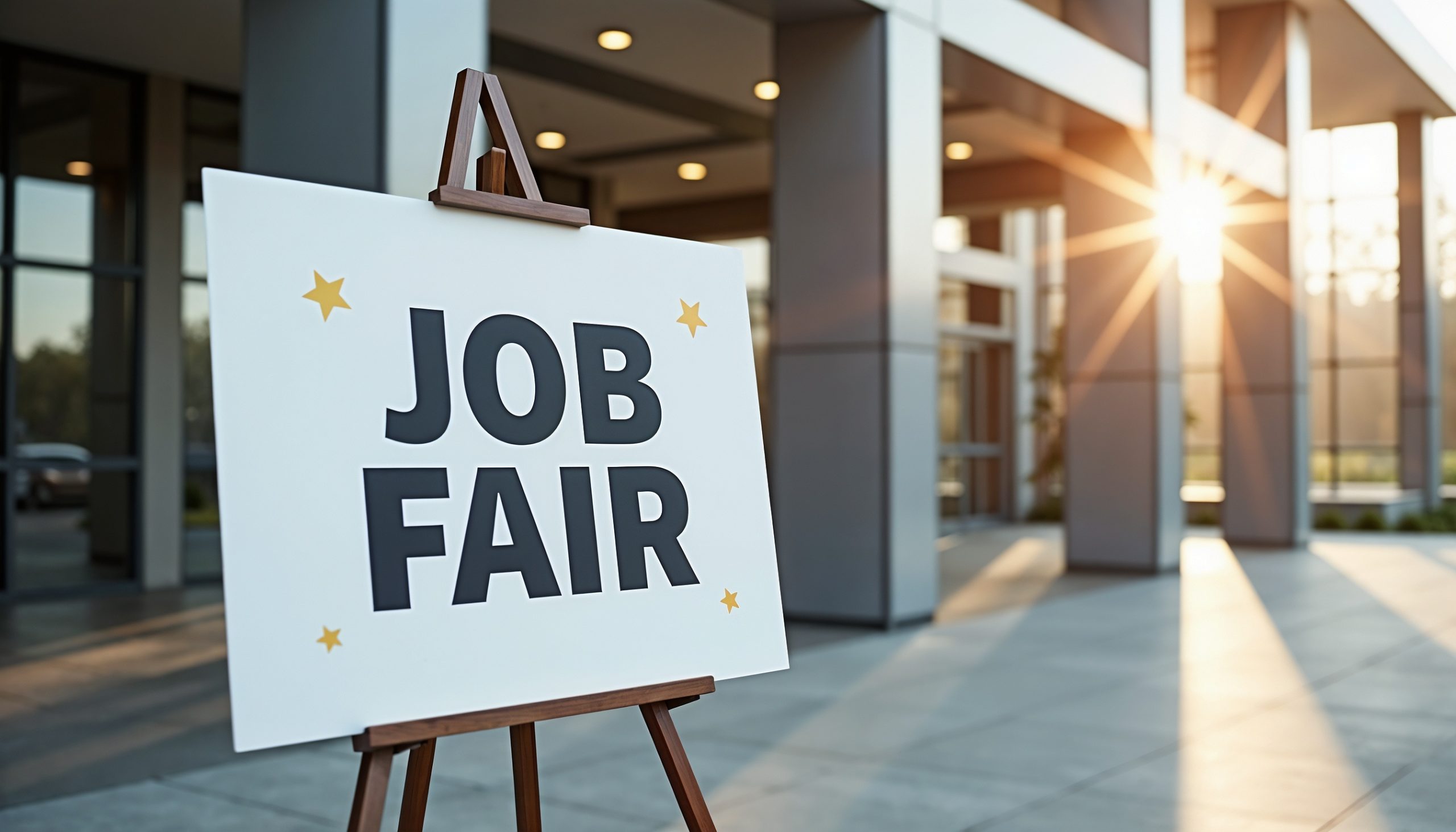 Job Fair sign in front of building