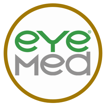 EyeMed logo with dark gold circle