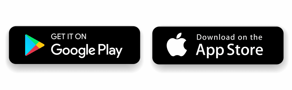 Google Play badge reading 'Get it on Google Play' next to Apple App Store badge reading 'Download on the App Store.'