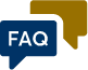 Blue FAQ icon with gold
